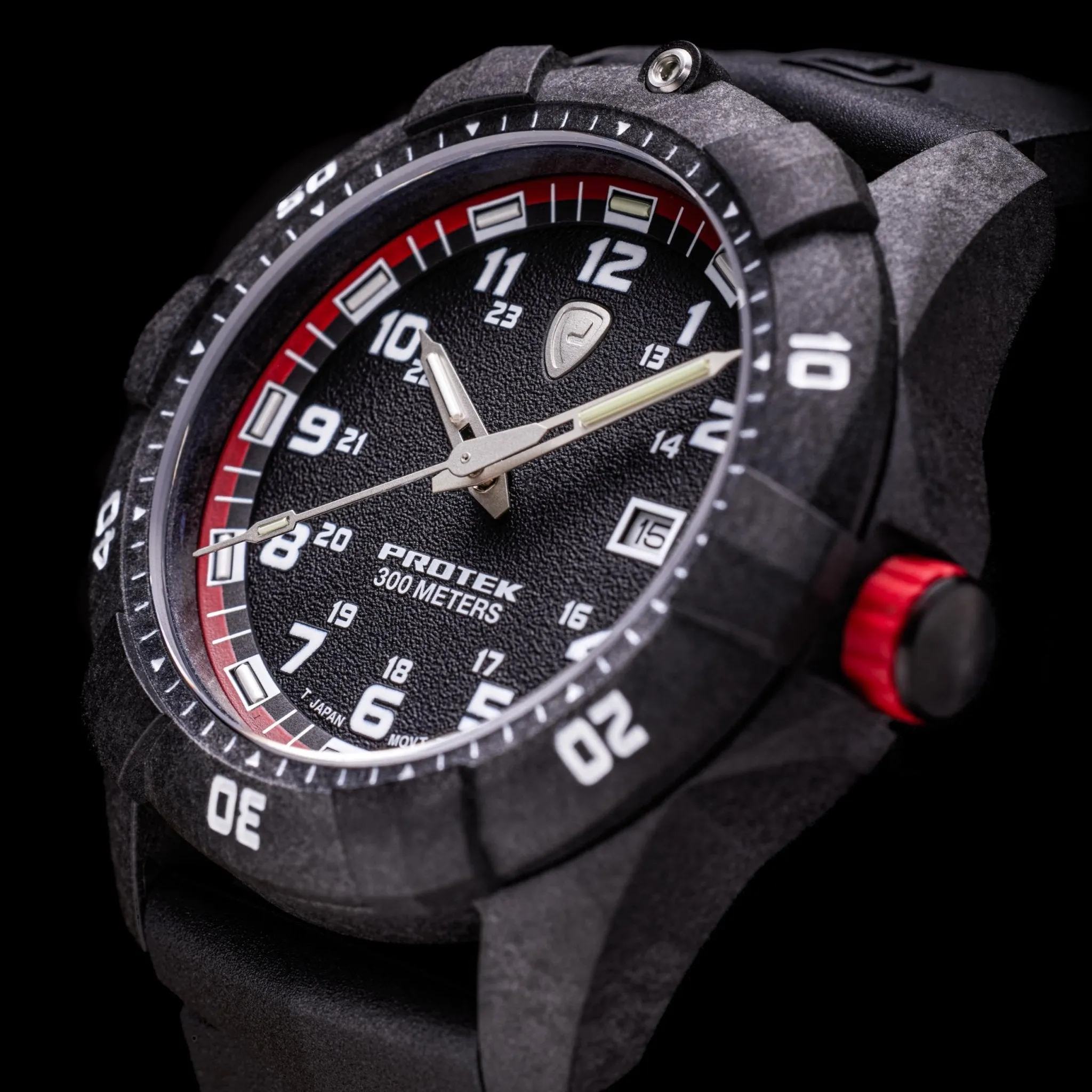ProTek Carbon Dive 1000 Series Tritium Black Red