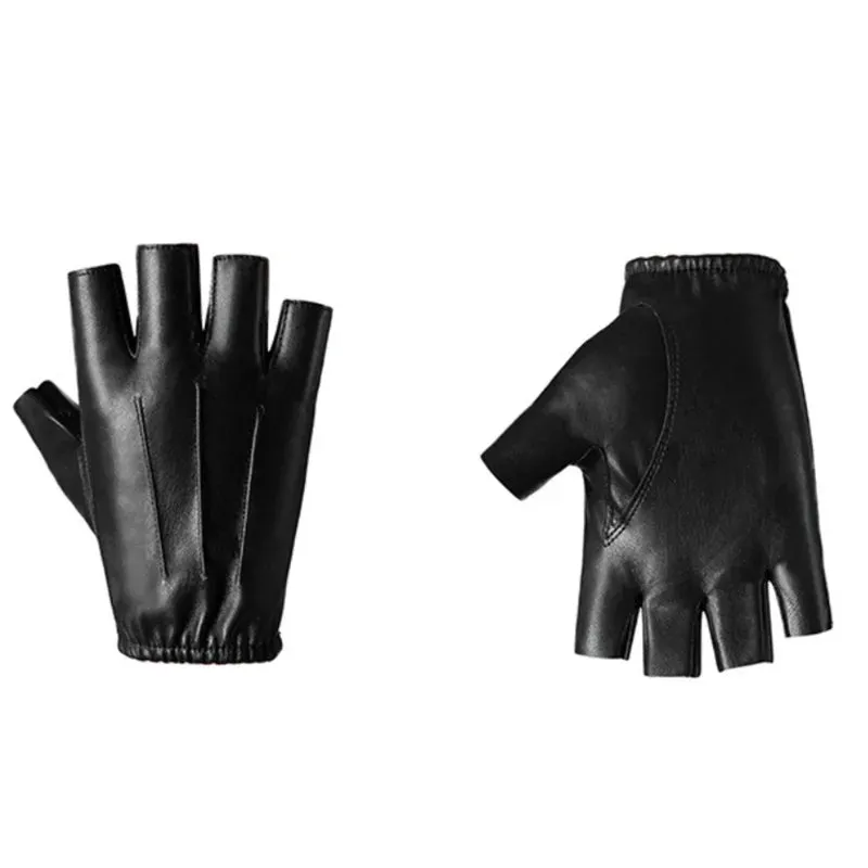 PU Leather Fingerless Gloves - Tactical Driving Mittens