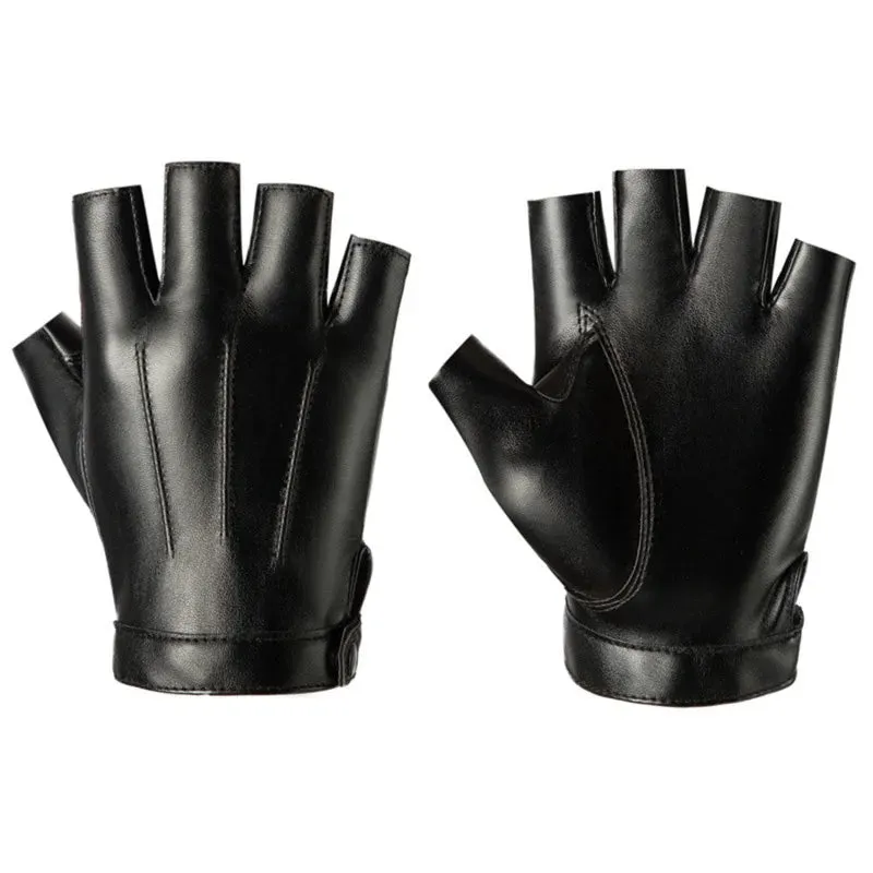 PU Leather Fingerless Gloves - Tactical Driving Mittens
