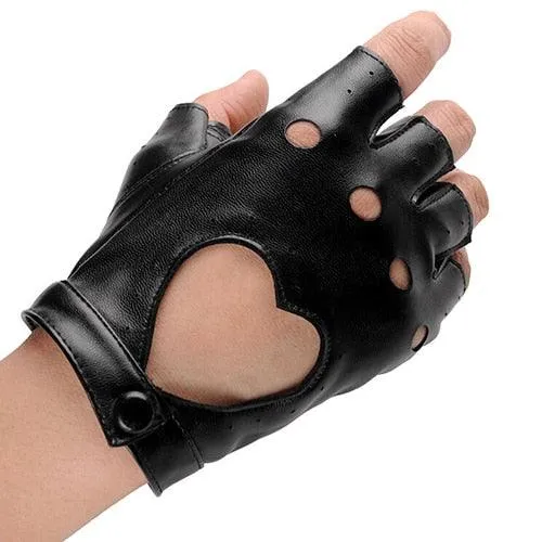 Punk Short Synthetic Leather Gloves Half Finger Fingerless Gloves
