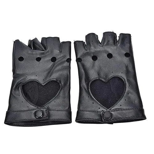 Punk Short Synthetic Leather Gloves Half Finger Fingerless Gloves