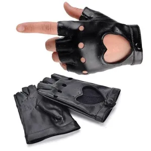 Punk Short Synthetic Leather Gloves Half Finger Fingerless Gloves