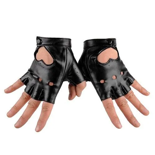 Punk Short Synthetic Leather Gloves Half Finger Fingerless Gloves