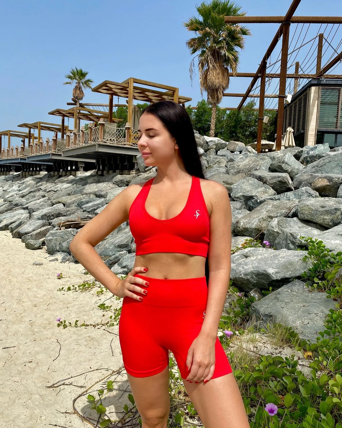 "Aoma'' Red - Stylish Shorts And Bra Set