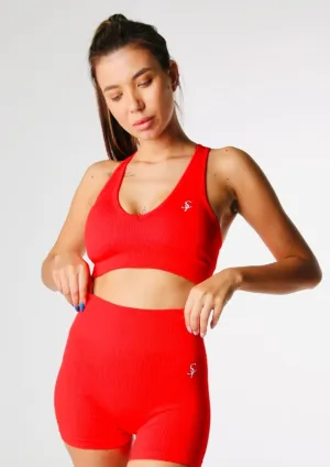 "Aoma'' Red - Stylish Shorts And Bra Set