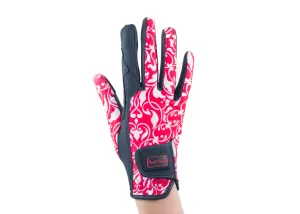 "Red Filigree" Touchscreen Friendly Gloves