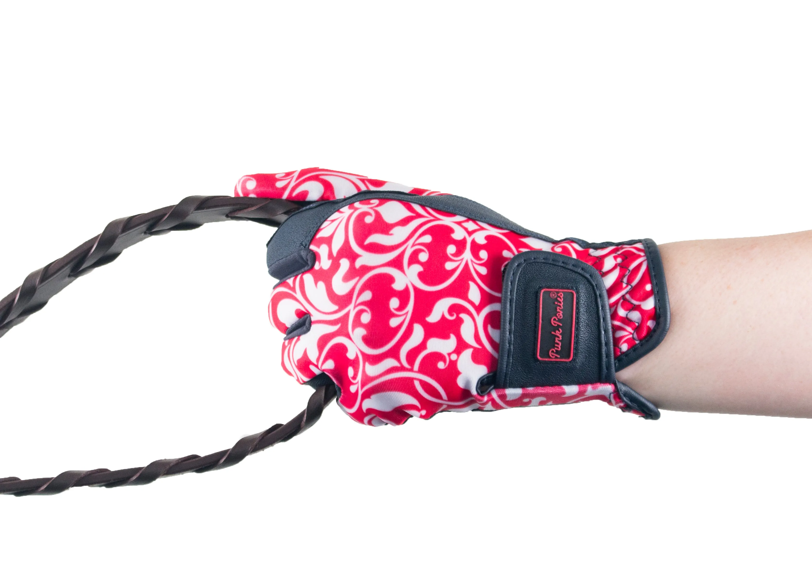 "Red Filigree" Touchscreen Friendly Gloves