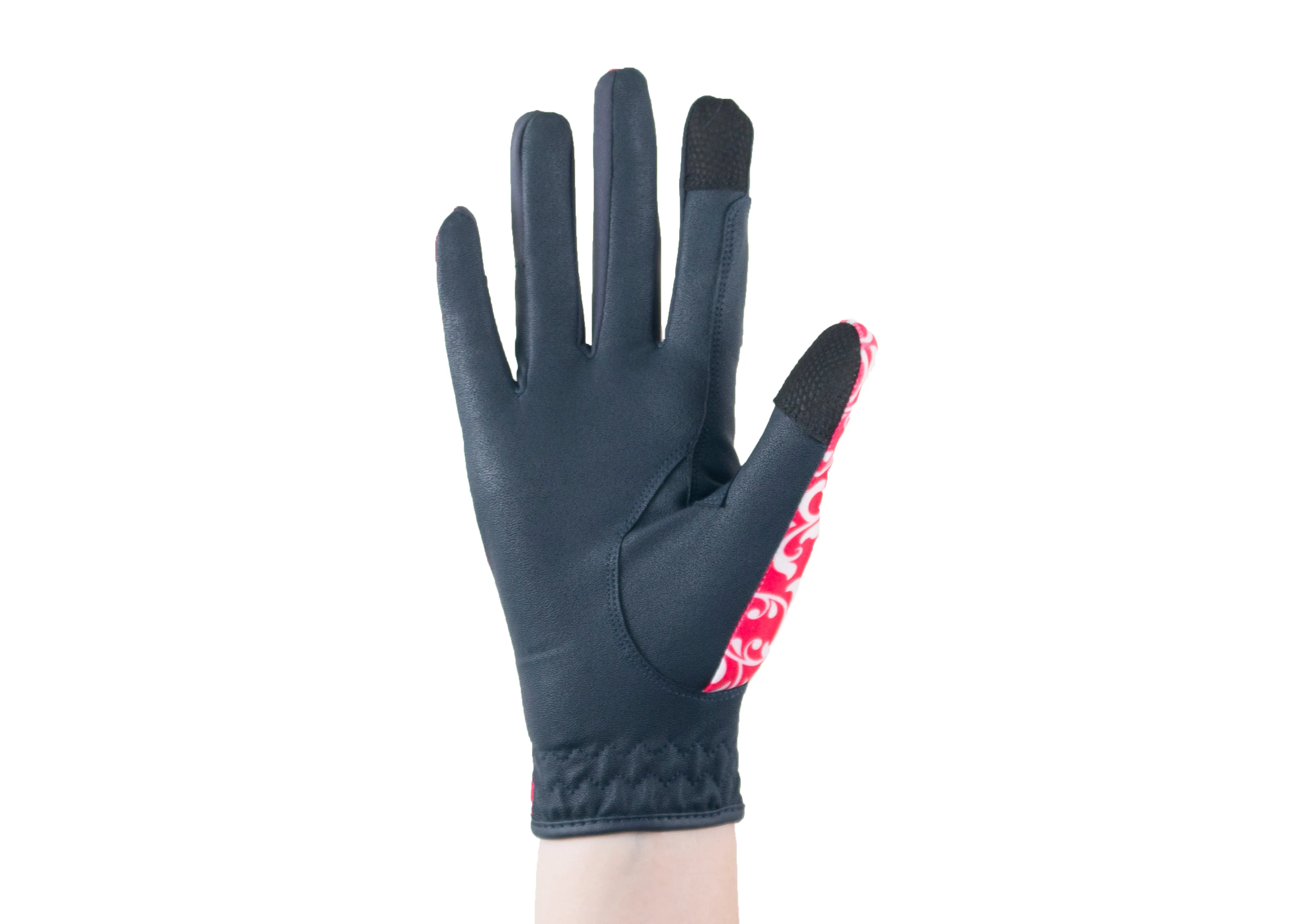 "Red Filigree" Touchscreen Friendly Gloves