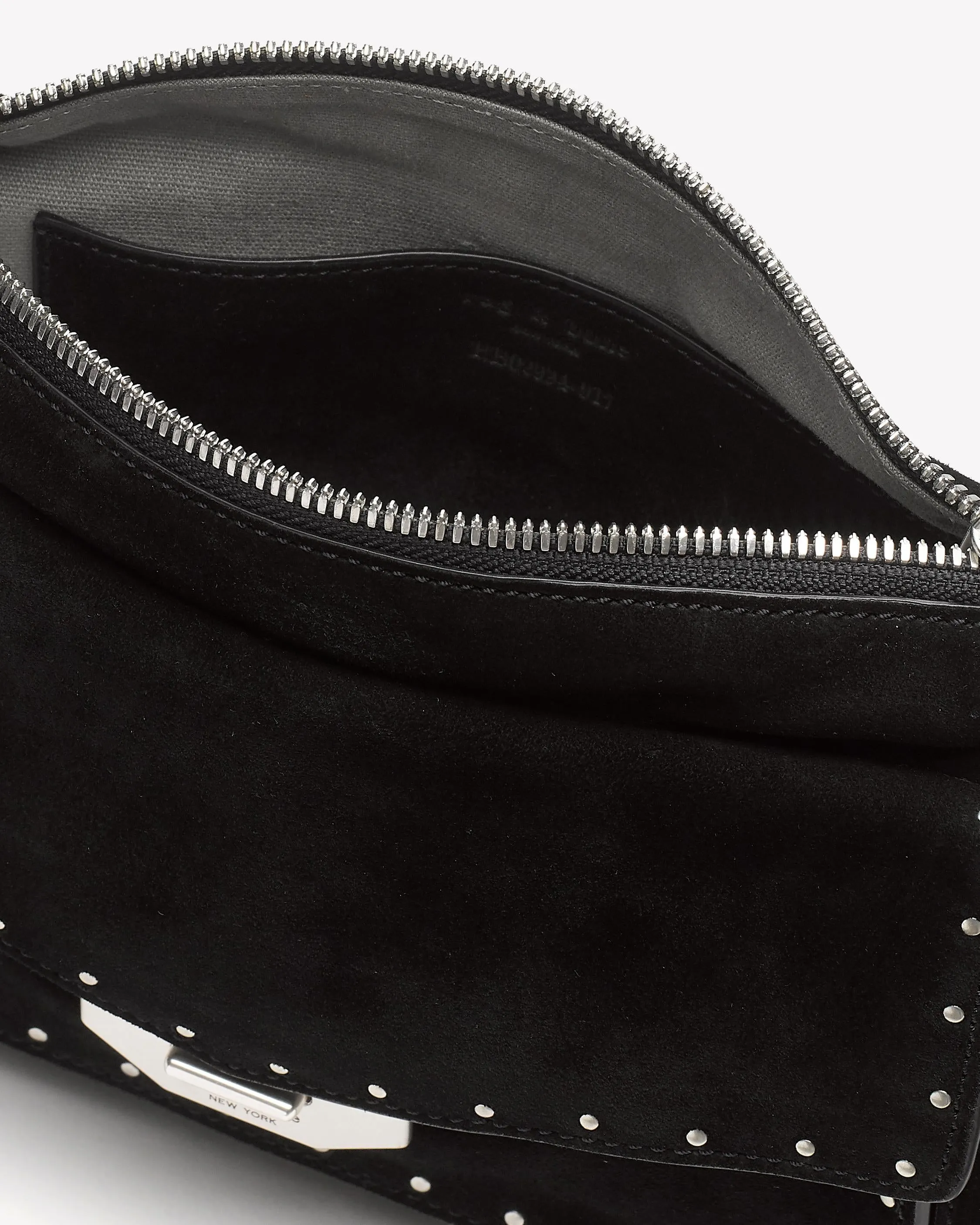 Rag & Bone Small Field Messenger Black Stud Suede