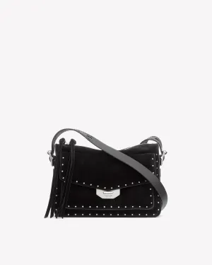 Rag & Bone Small Field Messenger Black Stud Suede