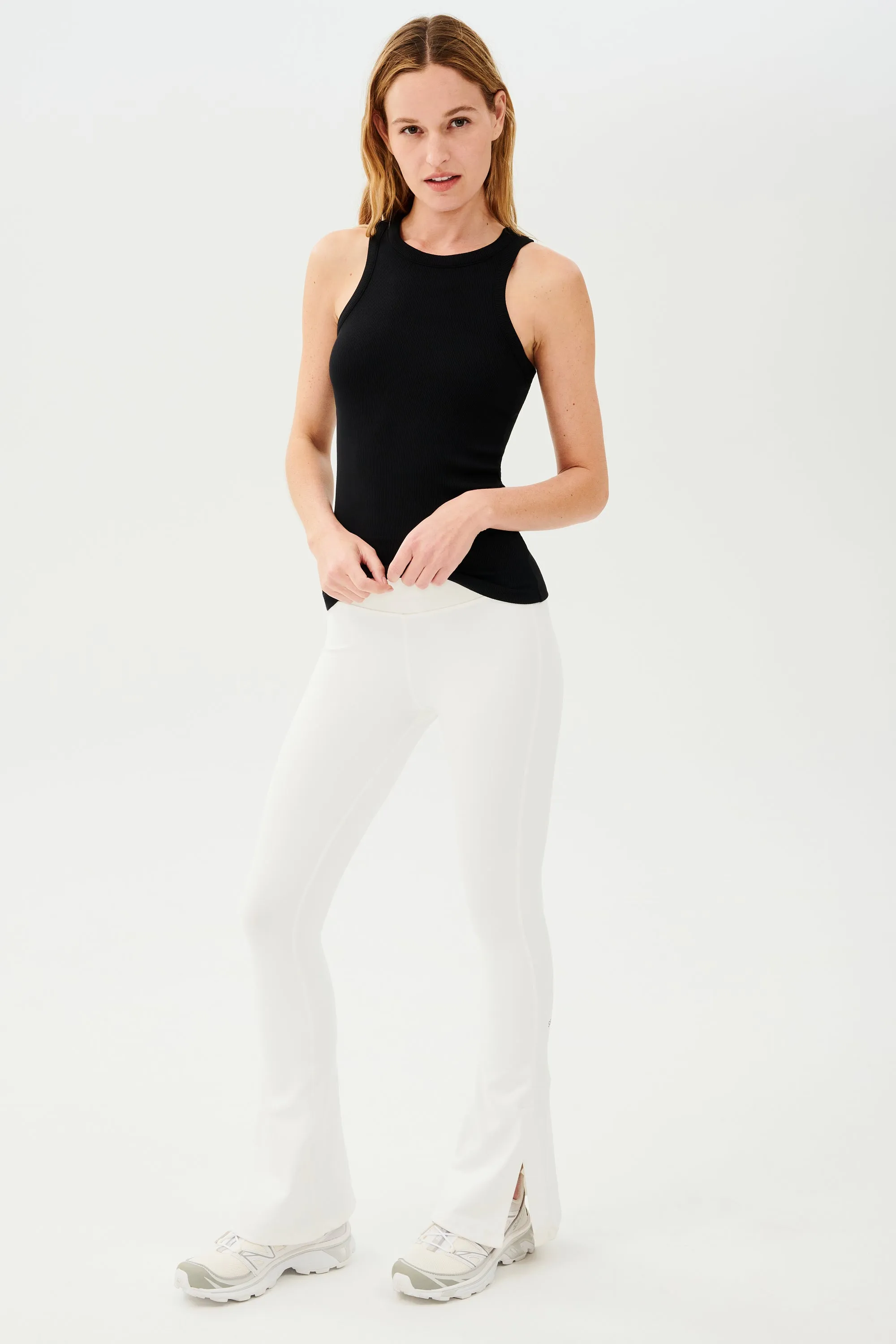 Raquel High Waist Flare w/ Split Hem - White