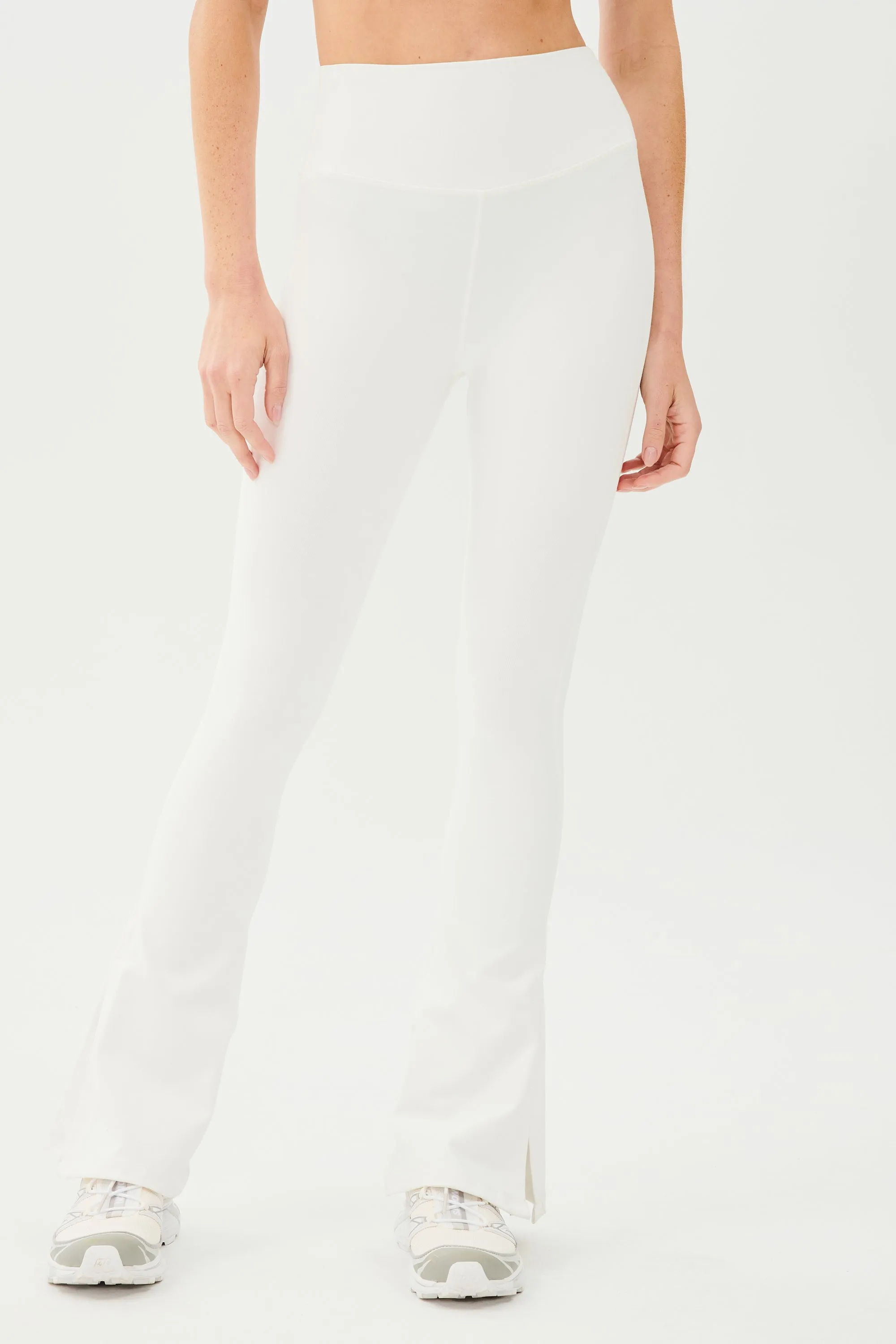 Raquel High Waist Flare w/ Split Hem - White