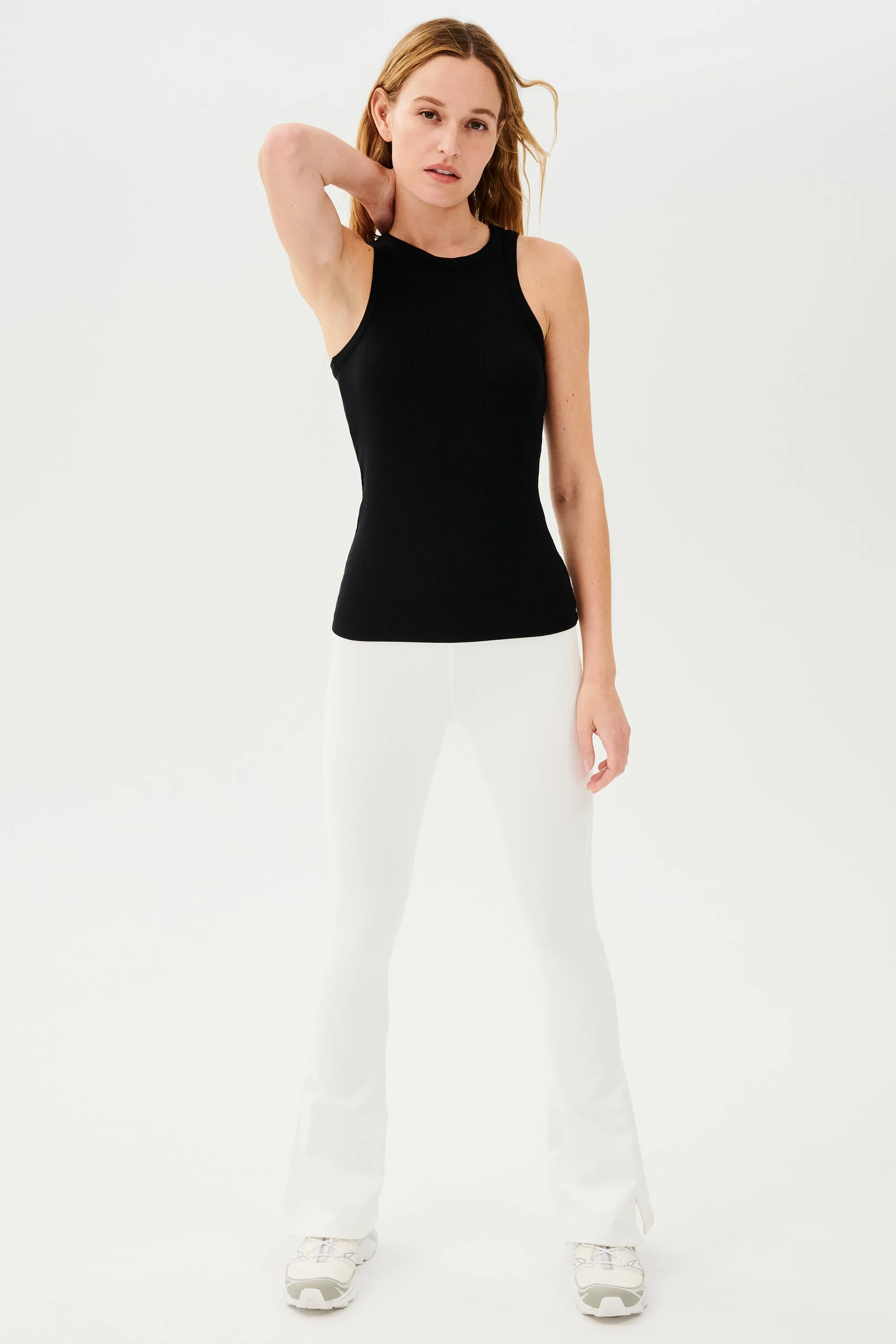 Raquel High Waist Flare w/ Split Hem - White
