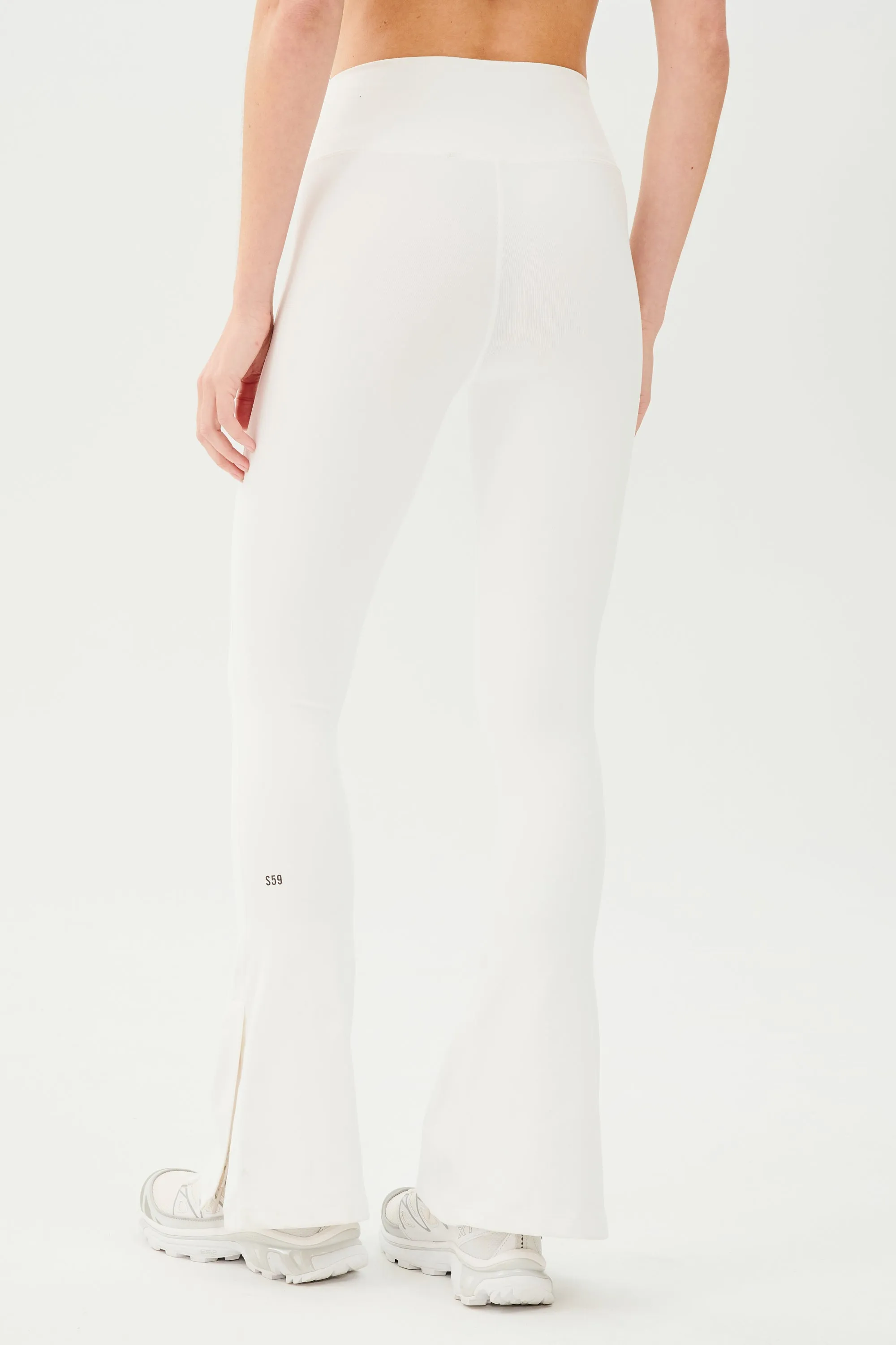Raquel High Waist Flare w/ Split Hem - White