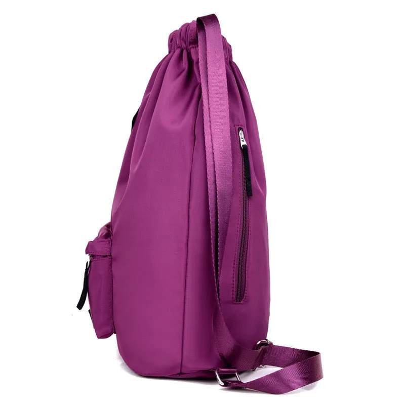 Realaiot Waterproof Gym Bag Women Girls Sports Bag Travel Drawstring Bag Outdoor Bag Backpack for Training Swimming Fitness Bags Softback