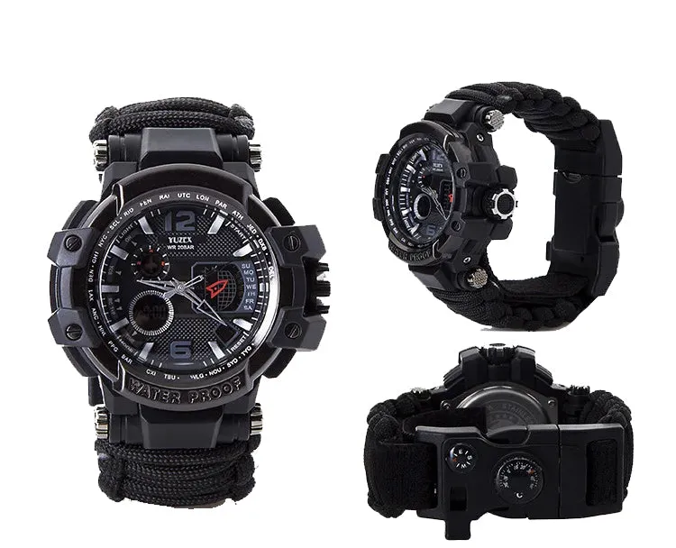 RECON GS2U 550LB Para Cord Tactical Survival Digital/Analogue Watch