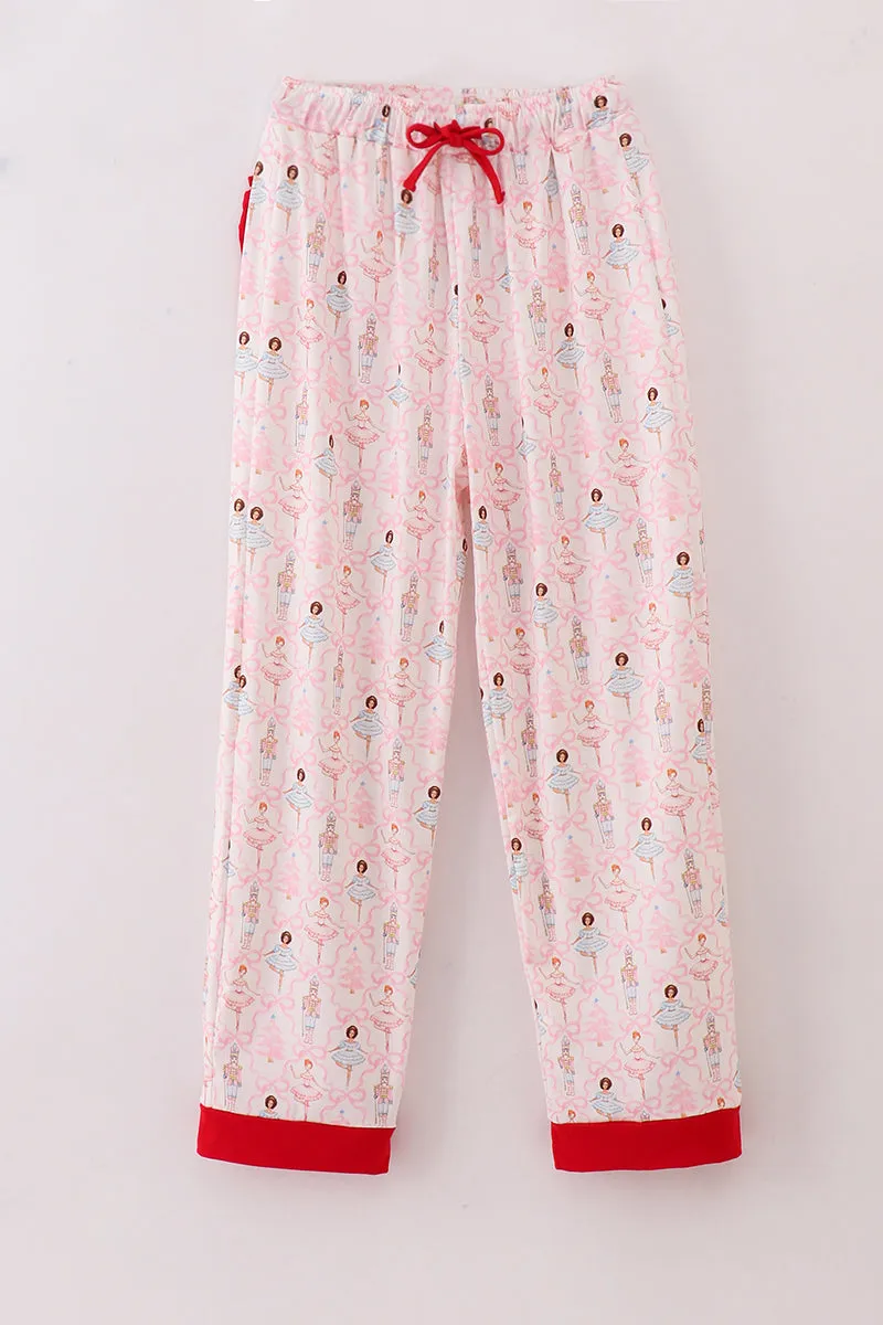 Red Nutcracker Print Women Pajamas Pants