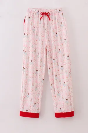 Red Nutcracker Print Women Pajamas Pants