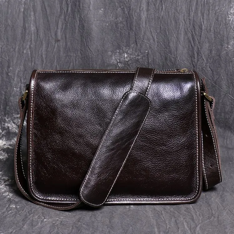 Retro Men Messenger Bag Full Grain Leather Men Shoulder Bag Men Crossbody Bag