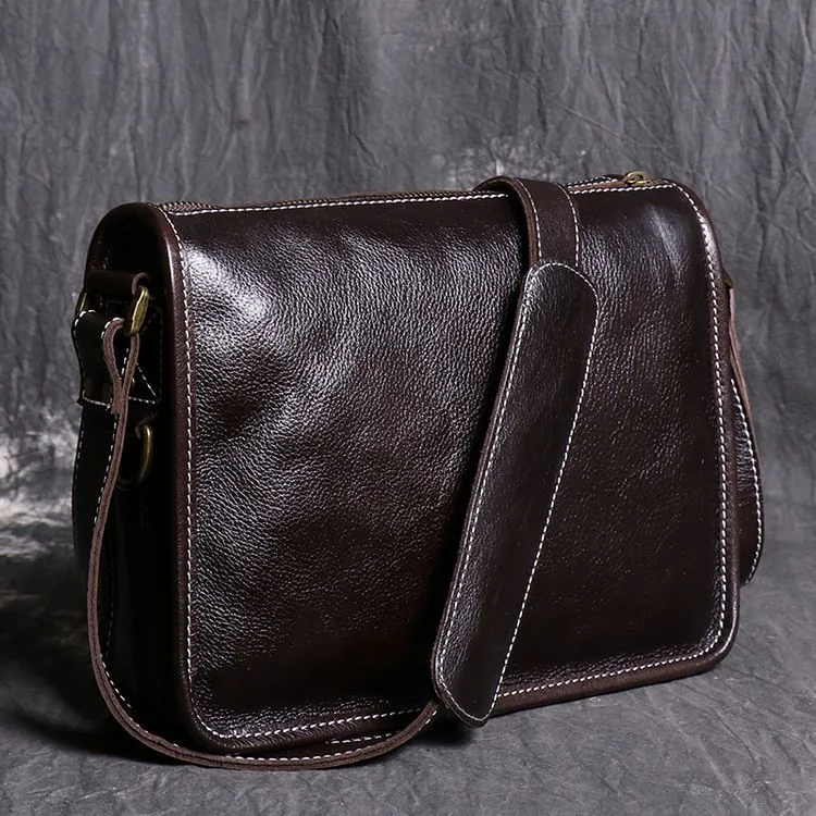 Retro Men Messenger Bag Full Grain Leather Men Shoulder Bag Men Crossbody Bag