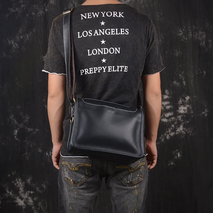 Retro Men Messenger Bag Full Grain Leather Men Shoulder Bag Men Crossbody Bag