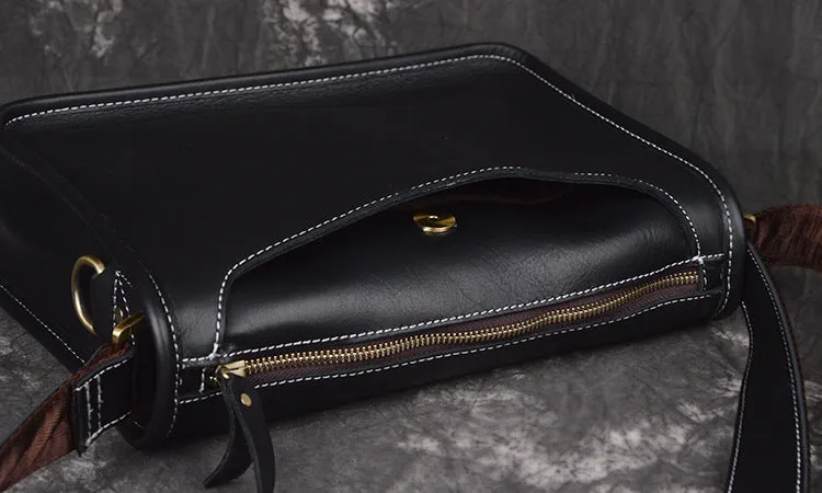 Retro Men Messenger Bag Full Grain Leather Men Shoulder Bag Men Crossbody Bag