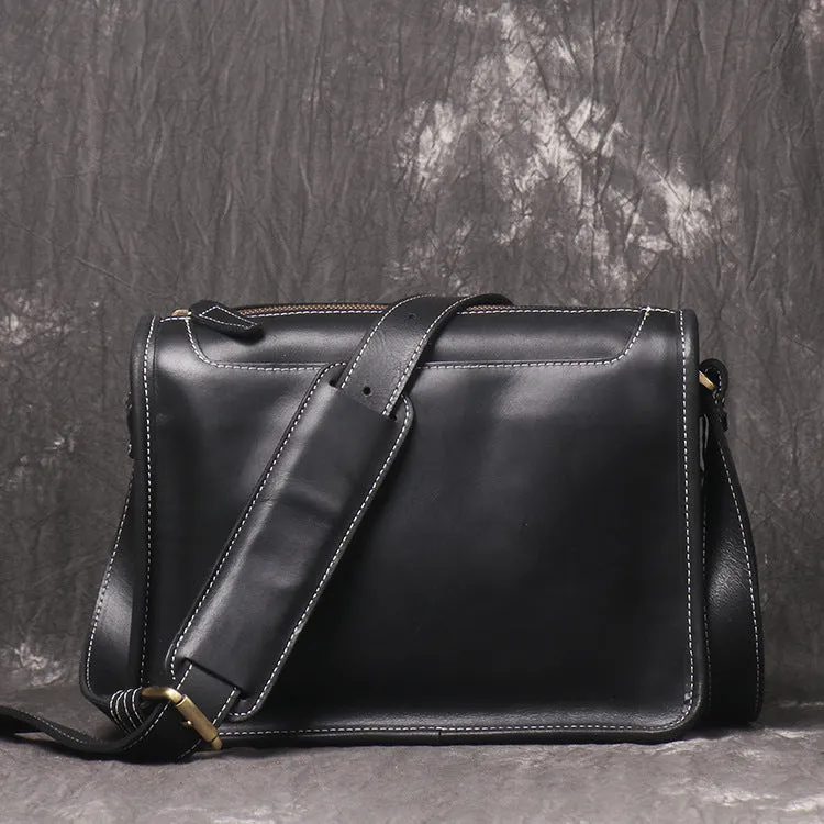 Retro Men Messenger Bag Full Grain Leather Men Shoulder Bag Men Crossbody Bag
