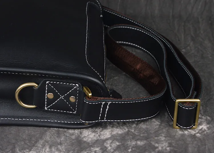 Retro Men Messenger Bag Full Grain Leather Men Shoulder Bag Men Crossbody Bag