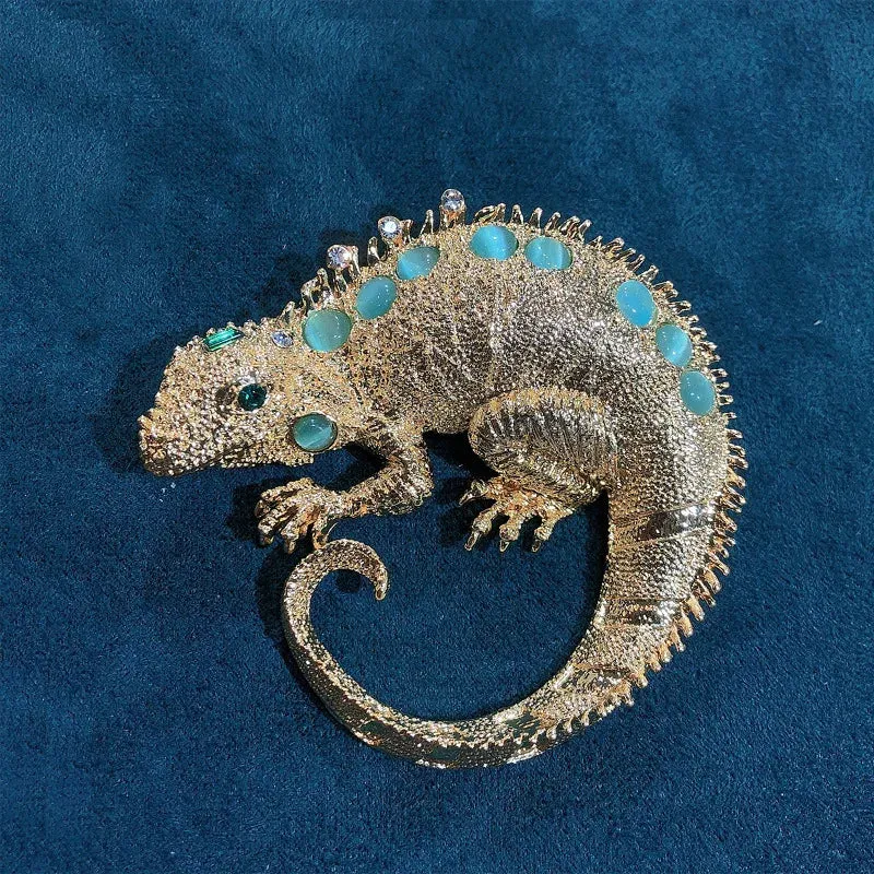 Rhinestone Lizard Brooch Pin