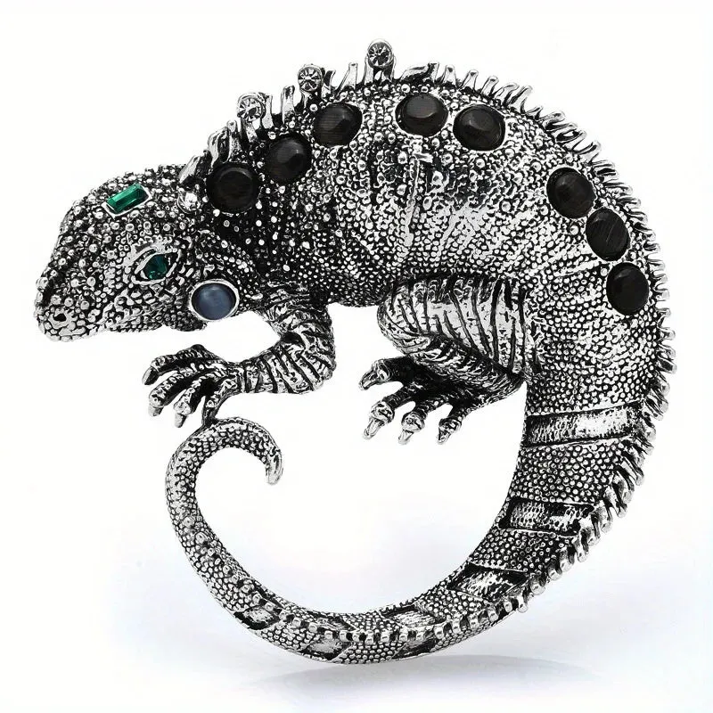 Rhinestone Lizard Brooch Pin