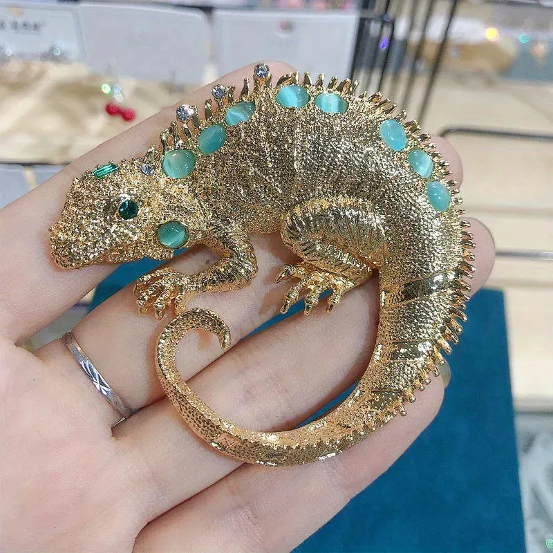 Rhinestone Lizard Brooch Pin