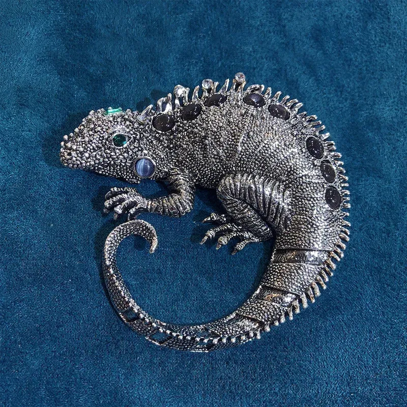 Rhinestone Lizard Brooch Pin