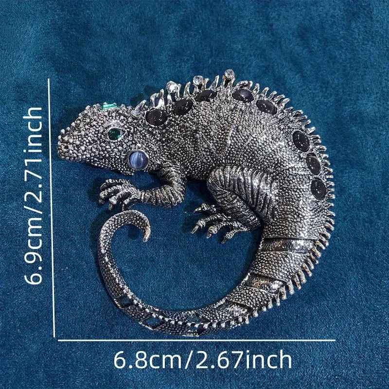 Rhinestone Lizard Brooch Pin