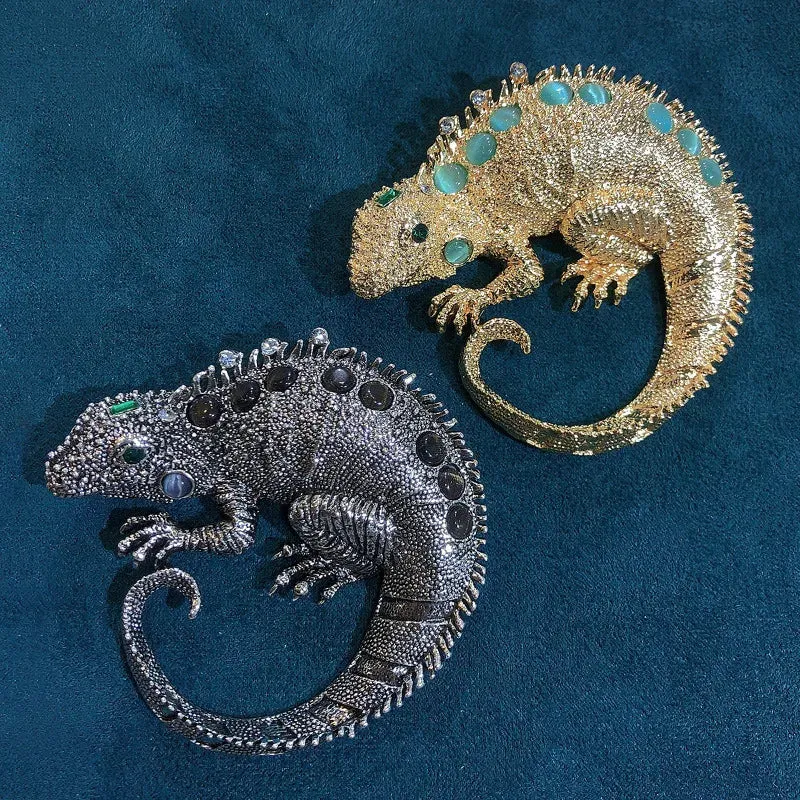 Rhinestone Lizard Brooch Pin