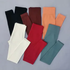 Ribbed Seamless High Waist Yoga Pants for Women - Push Up Sports Leggings