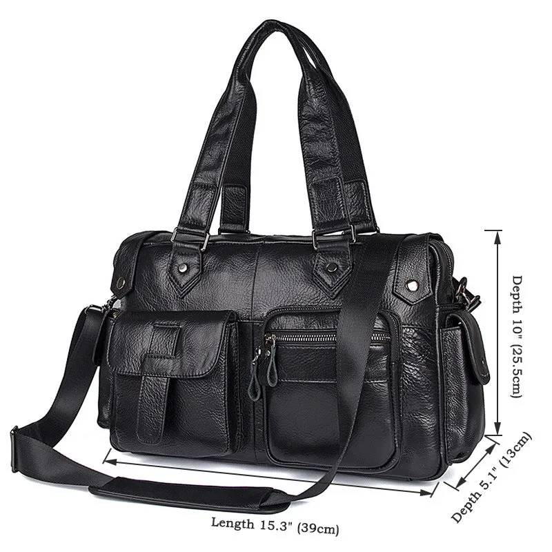 Rockcow Top Grain Leather Travel Bag Designer Messenger Bags Handbags 7384A