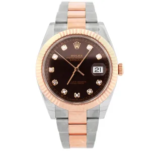 Rolex Datejust 41mm Everose Gold & Stainless Steel Chocolate Diamond Dial Watch Ref# 126331