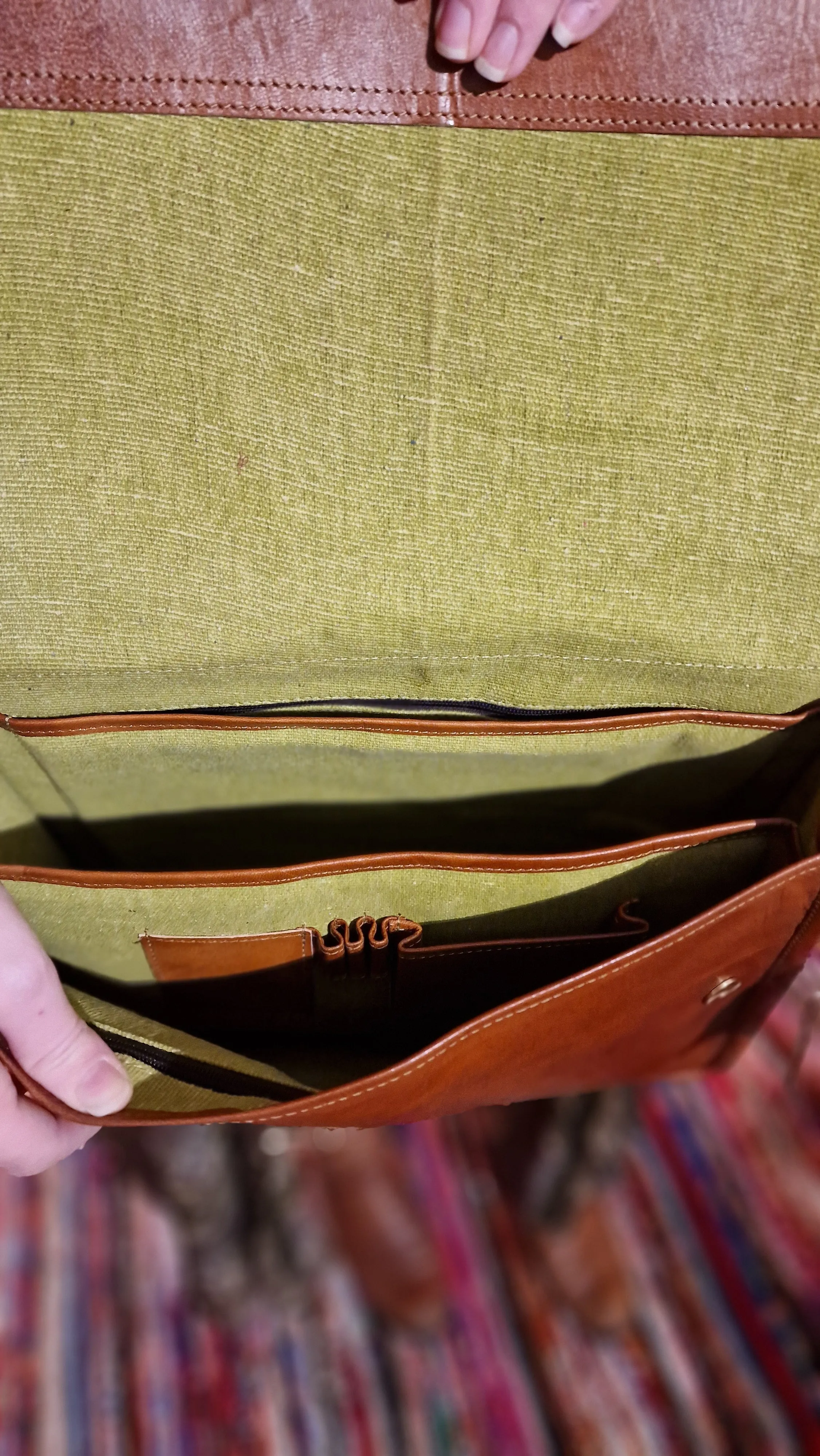 Rustic Tan Leather Messenger Bag