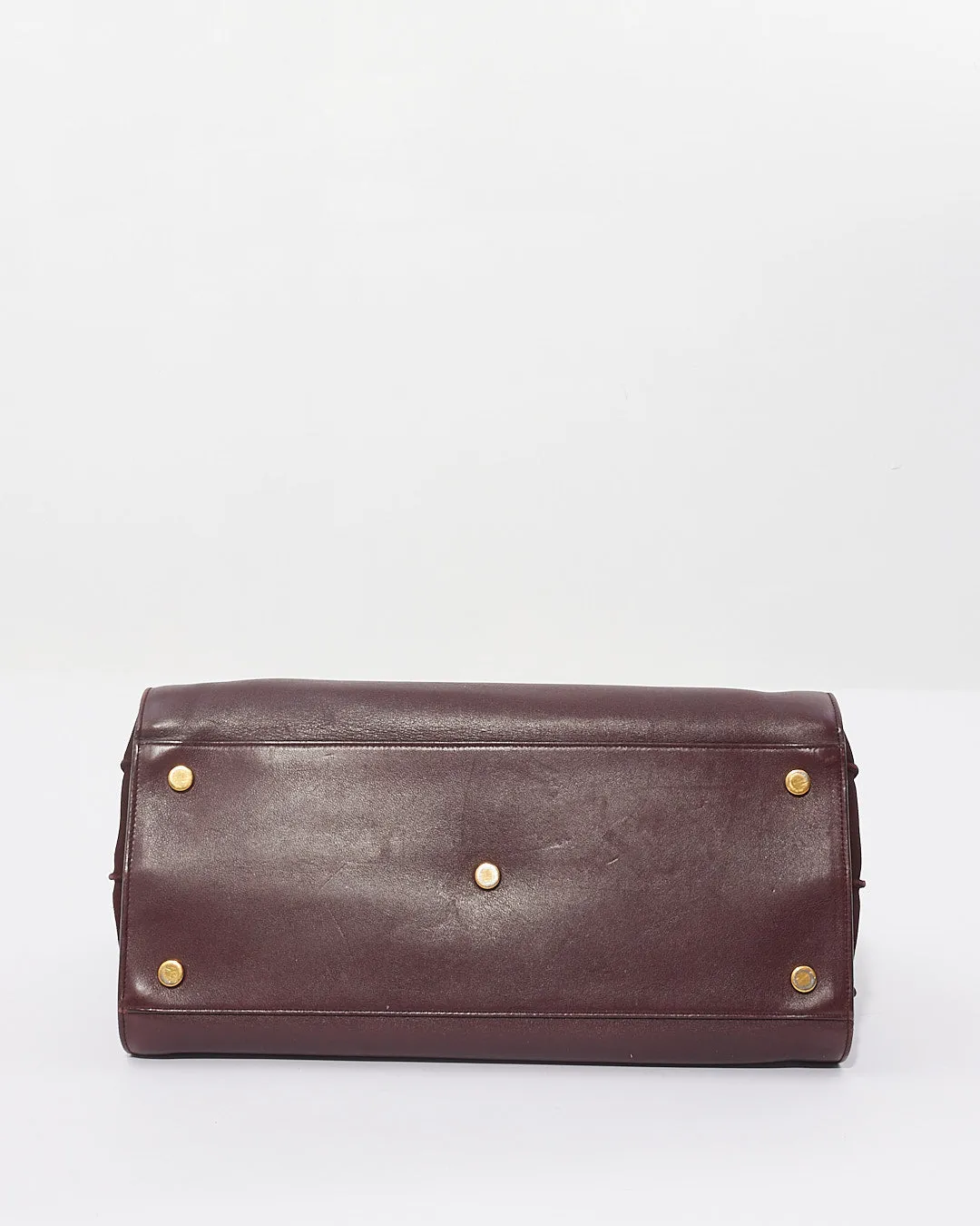 Saint Laurent Burgundy Calfskin Leather Sac De Jour Carryall Tote