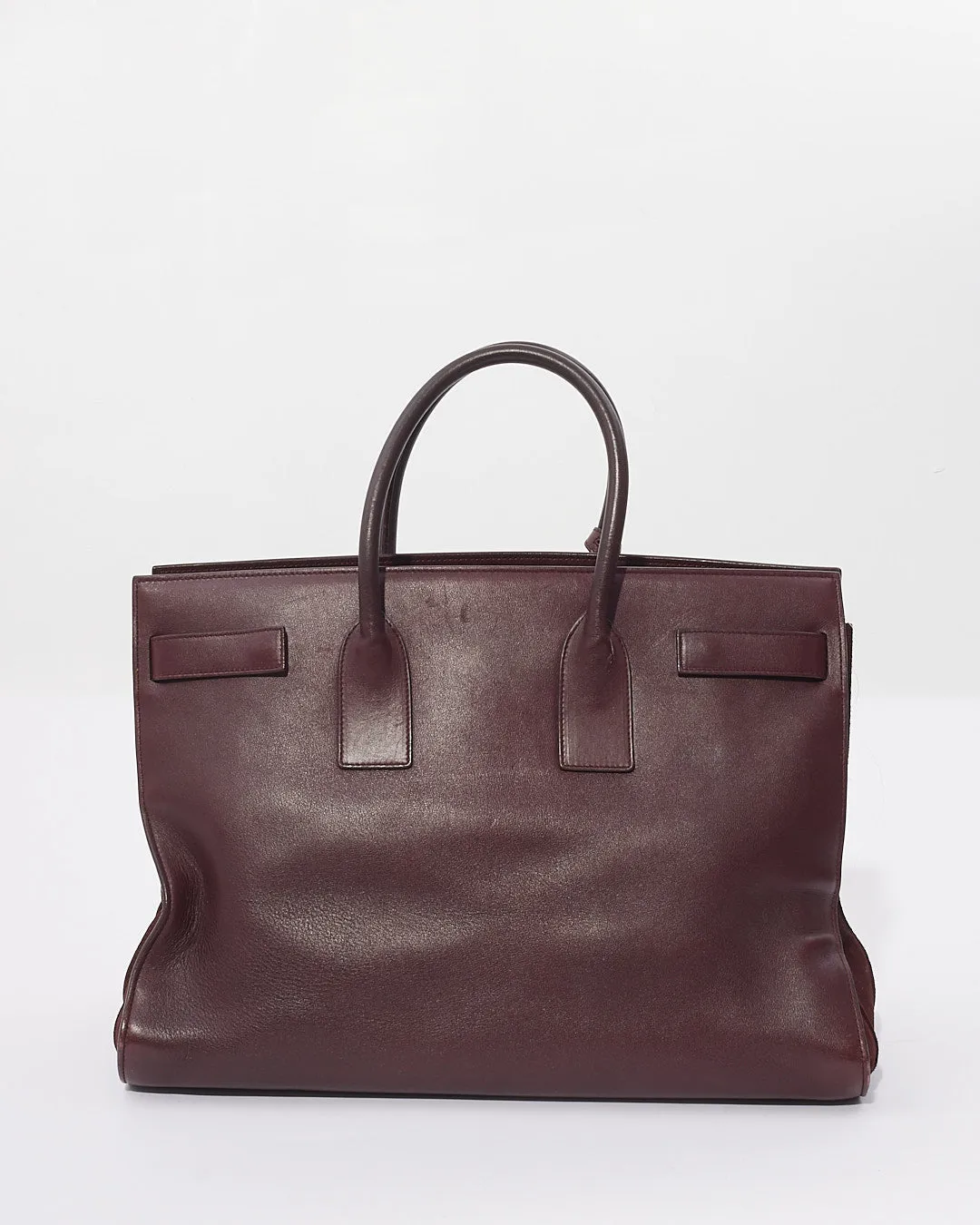 Saint Laurent Burgundy Calfskin Leather Sac De Jour Carryall Tote