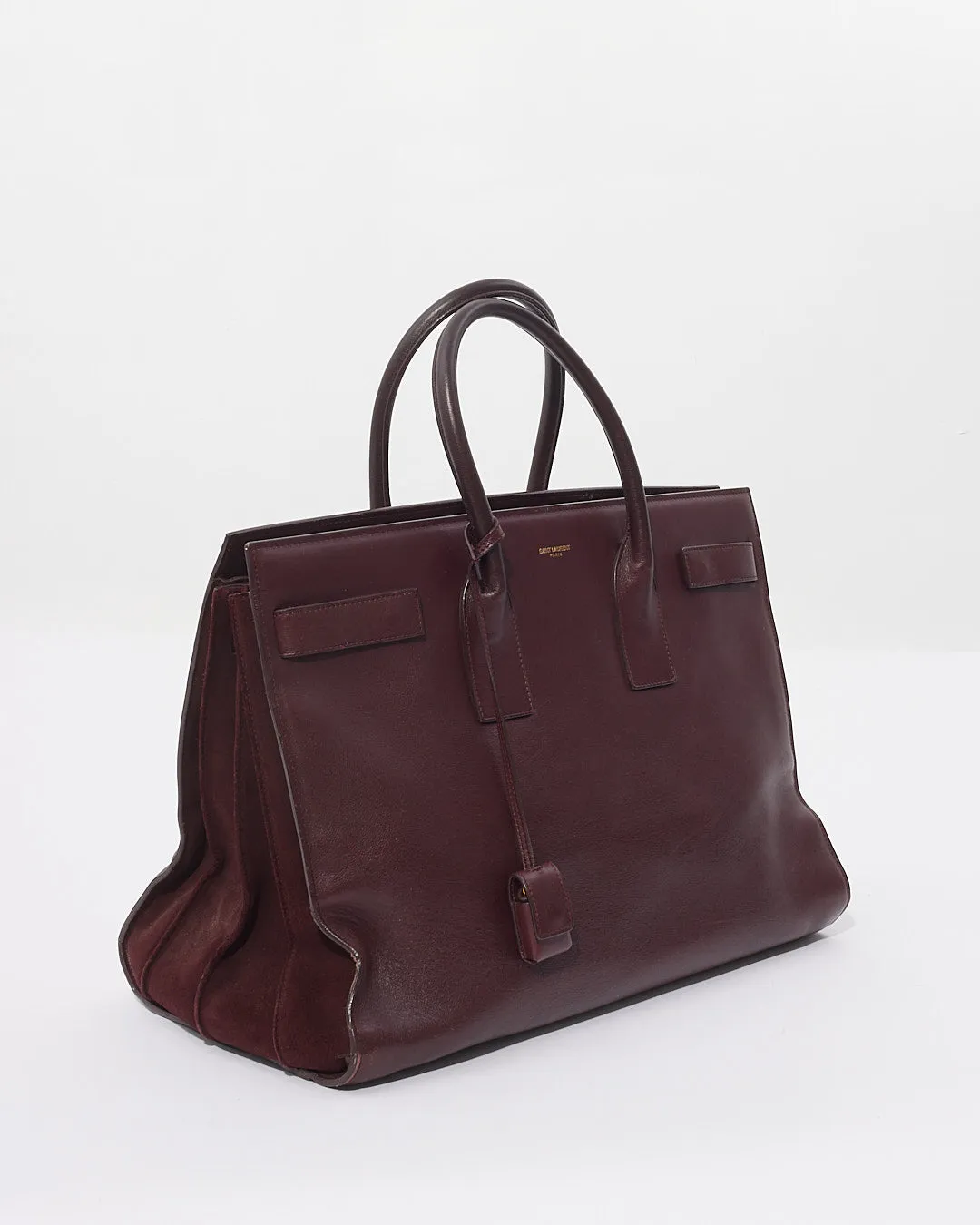 Saint Laurent Burgundy Calfskin Leather Sac De Jour Carryall Tote