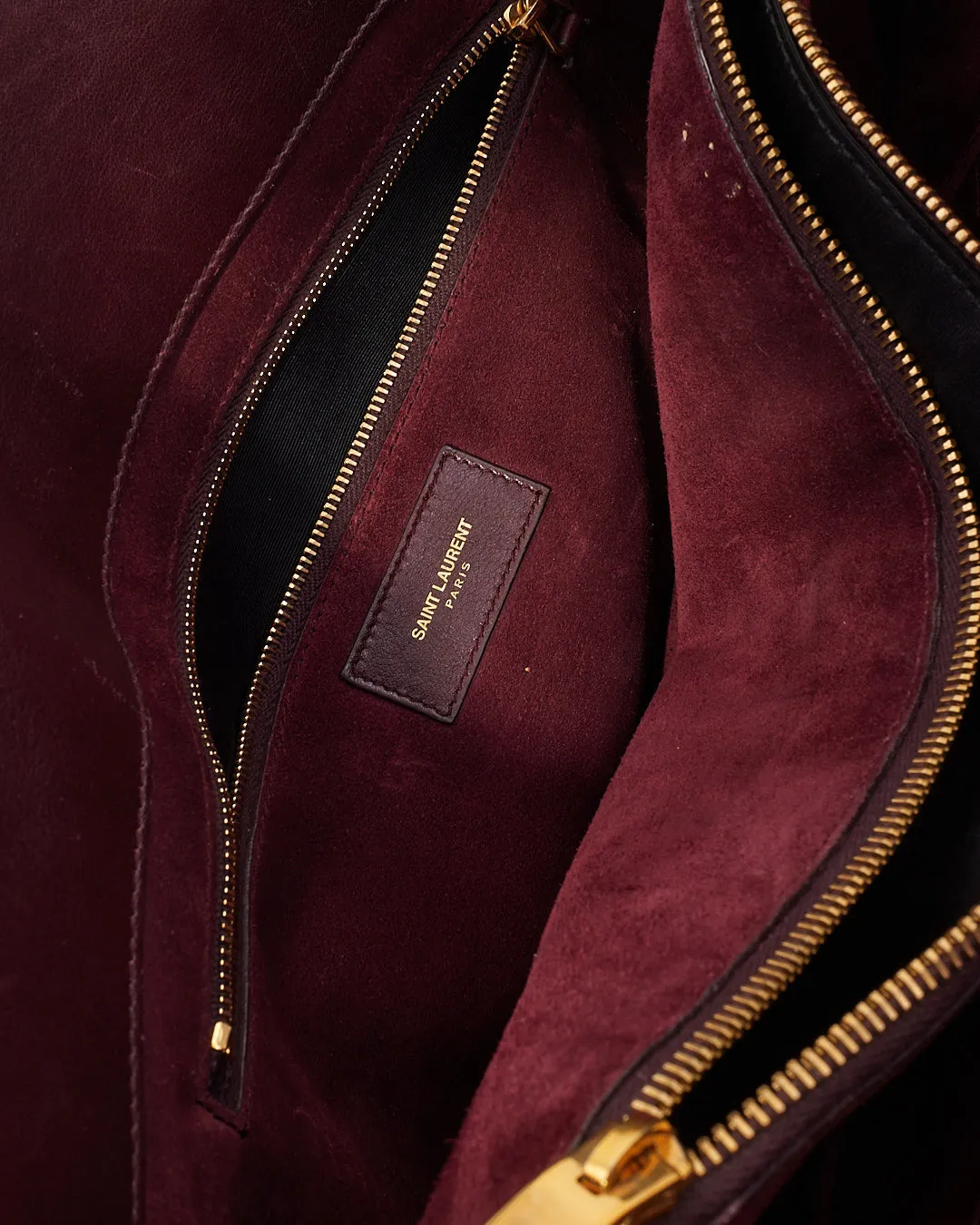 Saint Laurent Burgundy Calfskin Leather Sac De Jour Carryall Tote