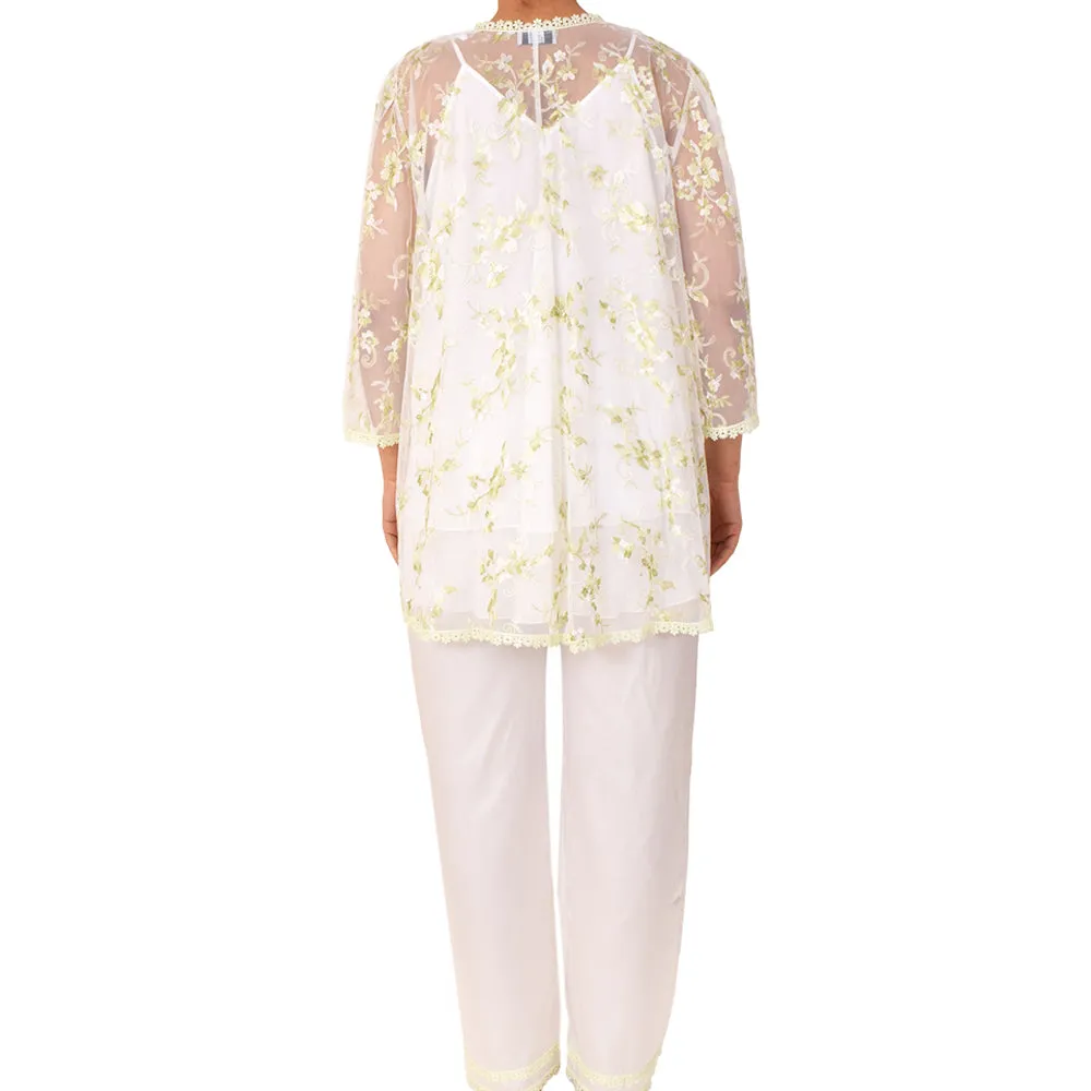 Sally Poppy Pajama Satin Ivory/Mint Size Large Ivory Mint