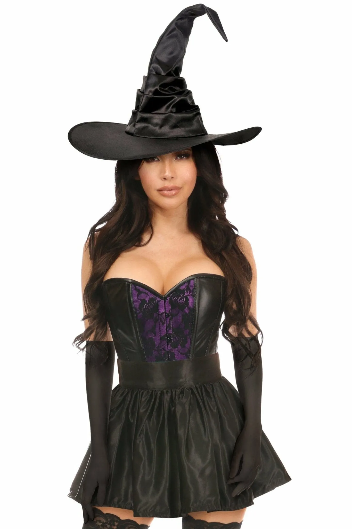 Sexy Four Piece Purple Lace Witch Corset Costume