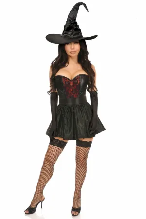 Sexy Four Piece Red Lace Witch Corset Costume