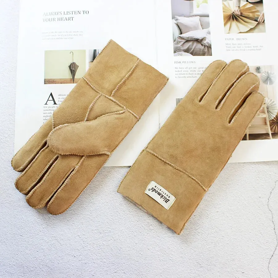 Sheepskin Shearling Wool Fur Gloves 
