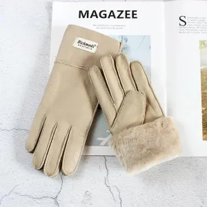 Sheepskin Shearling Wool Fur Gloves 