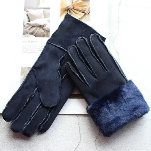 Sheepskin Shearling Wool Fur Gloves 