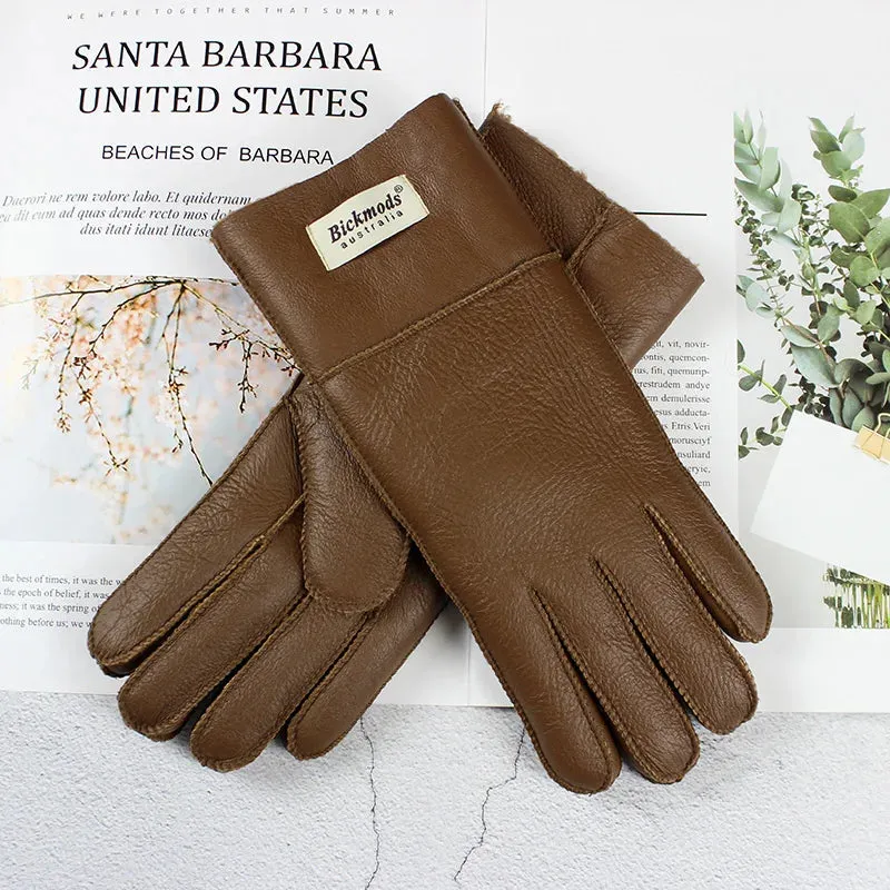 Sheepskin Shearling Wool Fur Gloves 