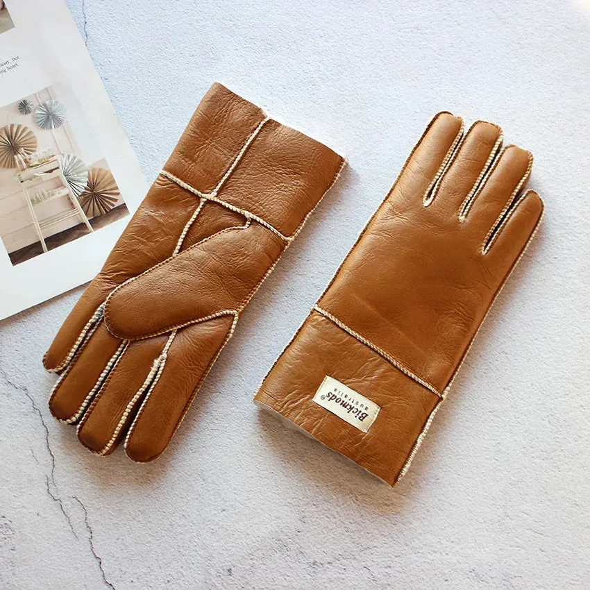 Sheepskin Shearling Wool Fur Gloves 